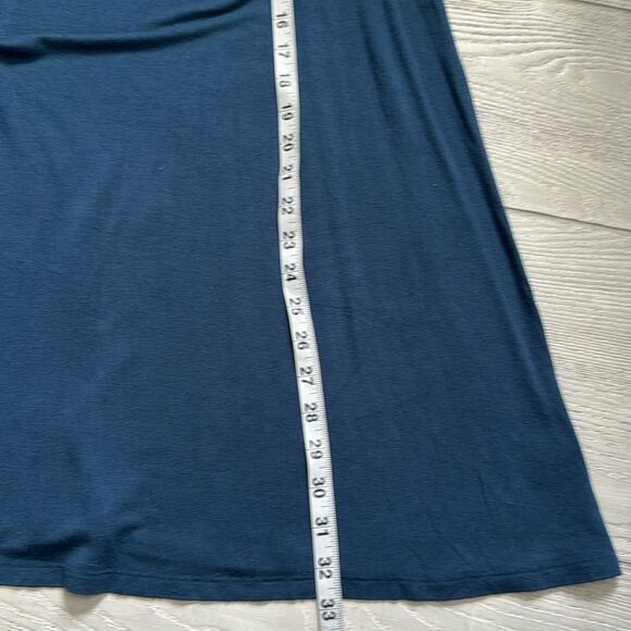 Small, Pink Rose dress, blue, multicolored stripes trim, T-shirt dress - Picture 8 of 8